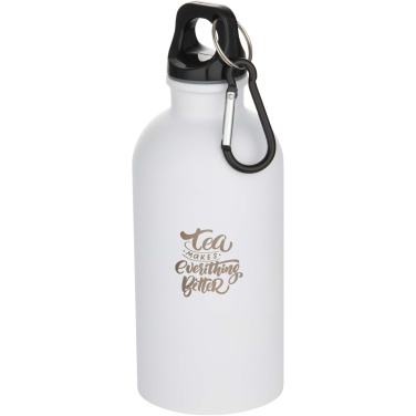 Logotrade promotional item picture of: Oregon 400 ml matte RCS recycled single wall stainless steel water bottle with carabiner