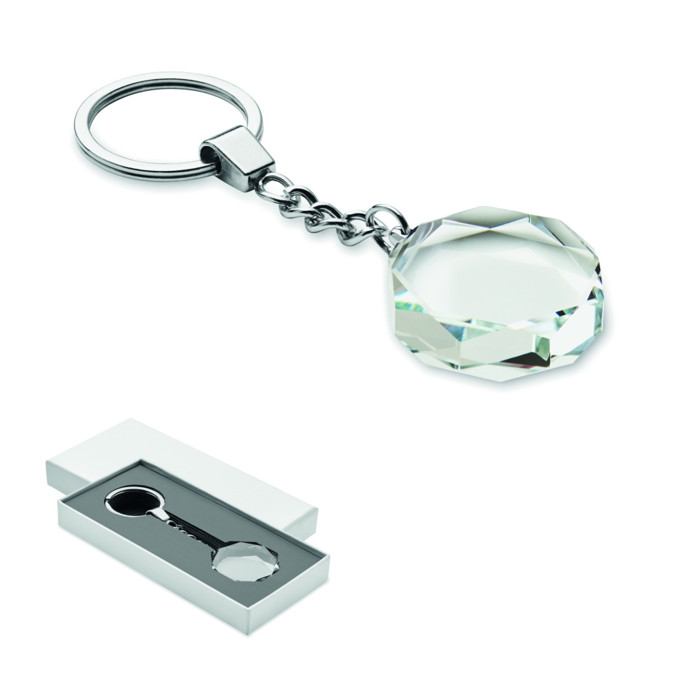 Logo trade corporate gifts image of: Glass round award key ring