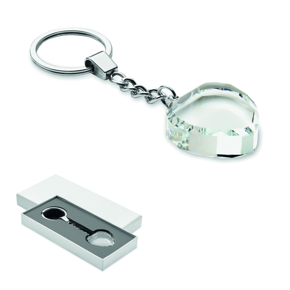 Logo trade corporate gift photo of: Glass heart award key ring