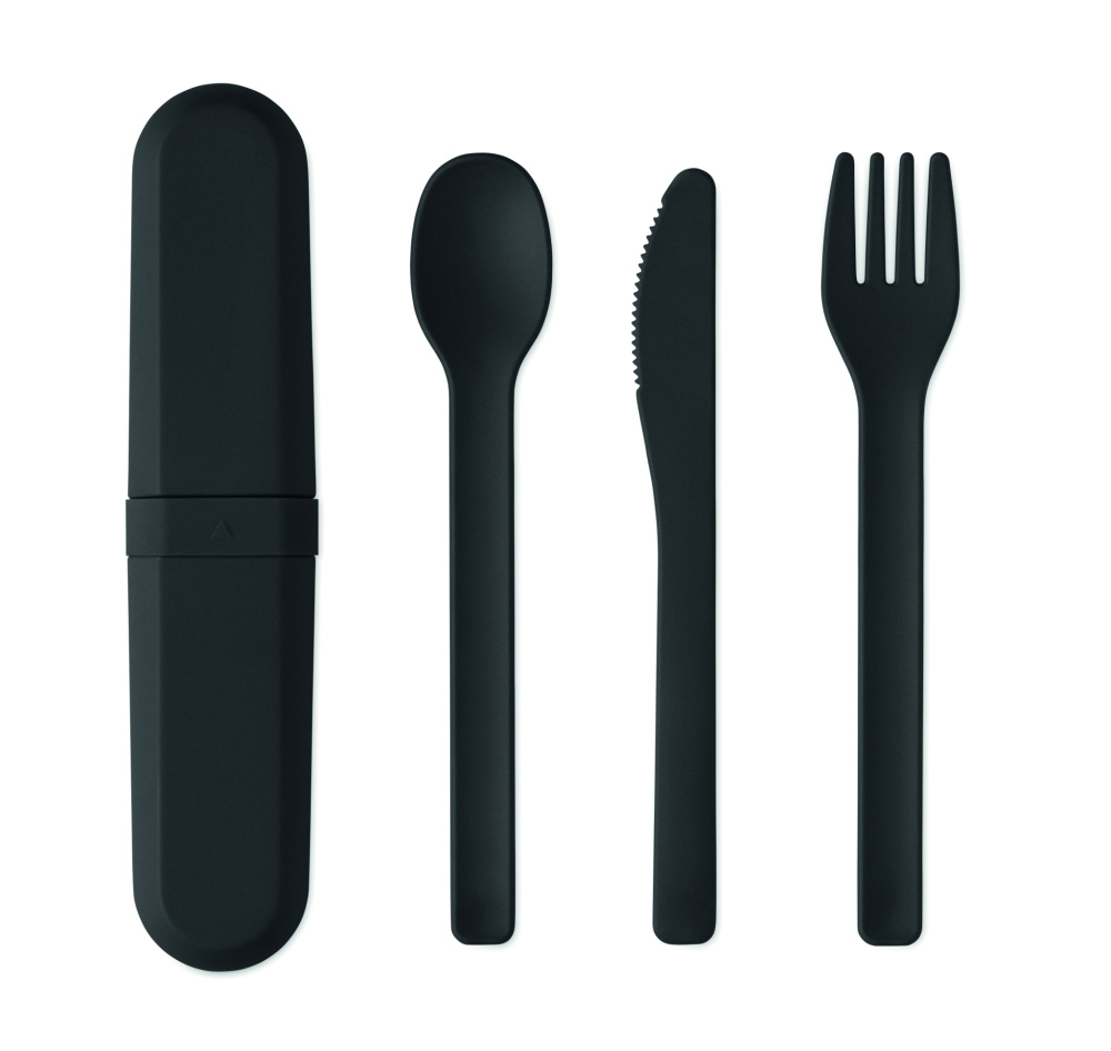Logo trade corporate gifts picture of: Cutlery set and case in PLA
