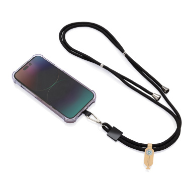 Logo trade business gifts image of: CarryLoop RCS recycled PET adjustable phone holder lanyard