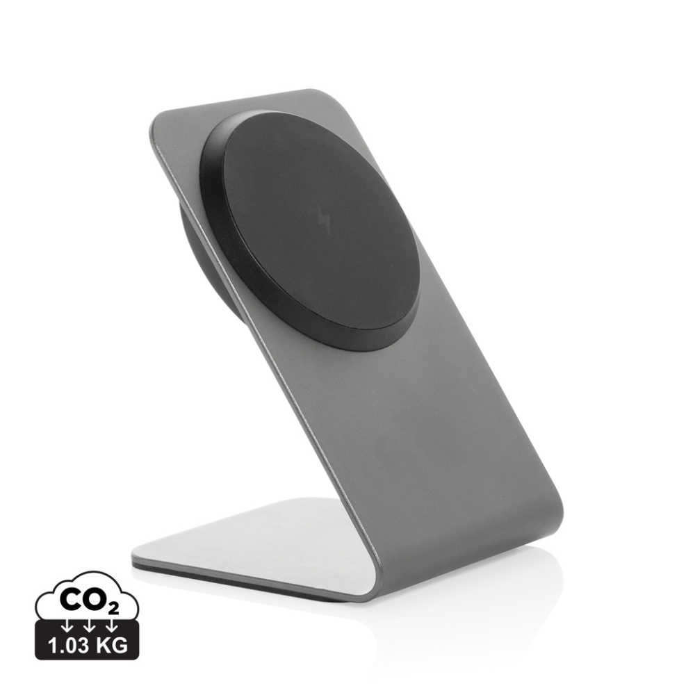 Logotrade promotional item picture of: Terra aluminium 15W magnetic wireless charging phone stand