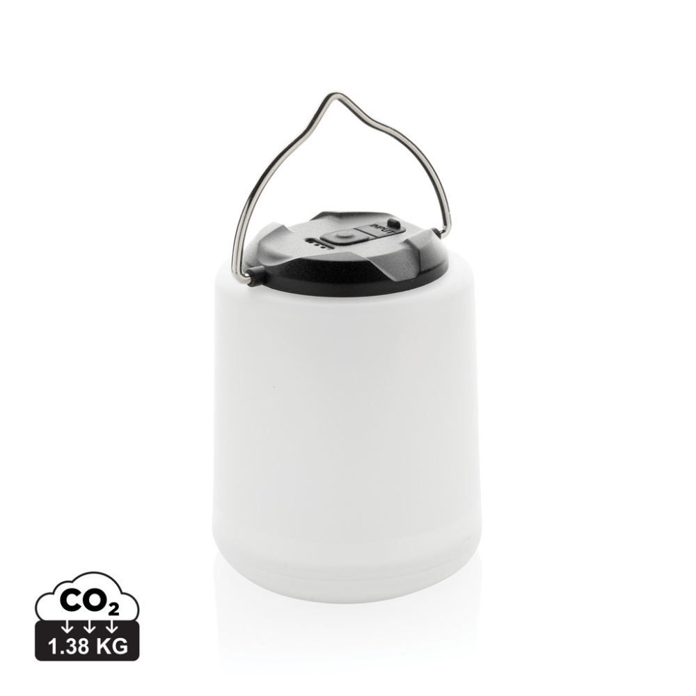 Logo trade corporate gifts image of: Limio RCS recycled plastic portable re-chargeable table lamp