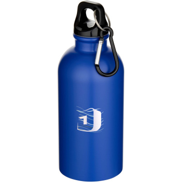 Logotrade promotional gift picture of: Oregon 400 ml matte RCS recycled single wall stainless steel water bottle with carabiner