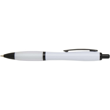 Logotrade corporate gift image of: Nash recycled plastic ballpoint pen with black trims (black ink)