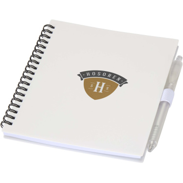 Logotrade promotional product image of: Niove recycled plastic soft cover notebook and ballpoint pen set (blue ink)