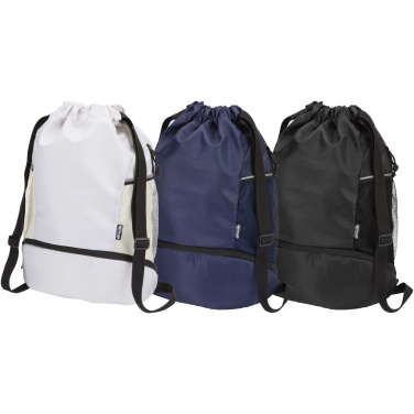 Logo trade corporate gifts image of: Nomad GRS recycled sports drawstring bag with bottom compartment 18L