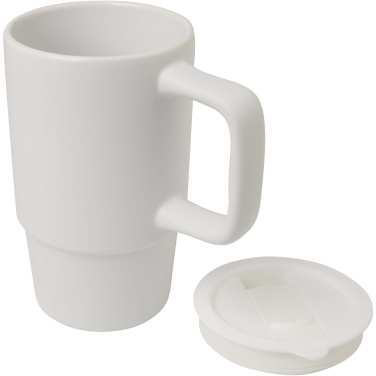Logo trade promotional products image of: Carter 450 ml ceramic mug with plastic lid