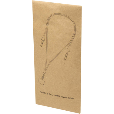 Logotrade promotional merchandise image of: Funi recycled plastic smartphone lanyard with built-in data sync and 100W fast charge 5-in-1 cable