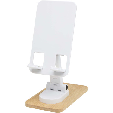 Logotrade promotional merchandise photo of: Alfirk recycled plastic foldeable desk phone stand with bamboo details