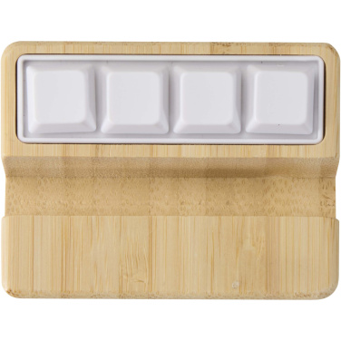 Logo trade promotional item photo of: Algol recycled plastic phone stand and fidget toy with bamboo details