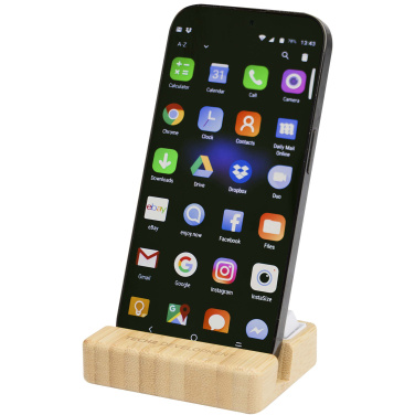 Logotrade advertising products photo of: Algol recycled plastic phone stand and fidget toy with bamboo details