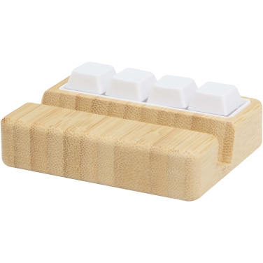 Logo trade promotional item photo of: Algol recycled plastic phone stand and fidget toy with bamboo details