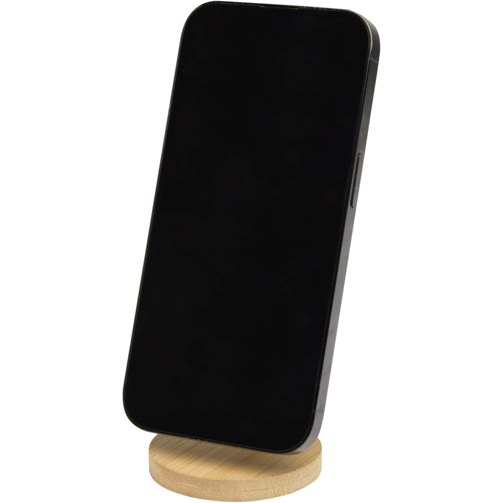 Logotrade promotional giveaway image of: Alcor recycled plastic foldeable magnetic phone stand with bamboo details