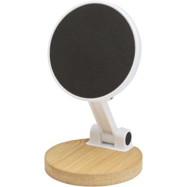 Logotrade corporate gift picture of: Alcor recycled plastic foldeable magnetic phone stand with bamboo details