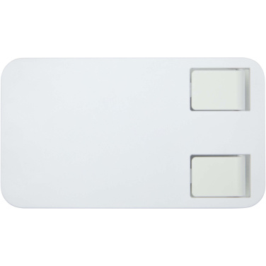 Logotrade promotional item image of: Alhena recycled plastic foldeable phone holder with metal desk stand