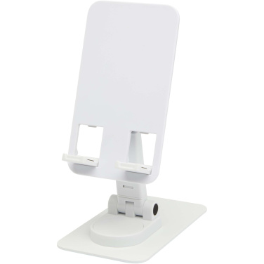 Logo trade promotional merchandise image of: Alhena recycled plastic foldeable phone holder with metal desk stand