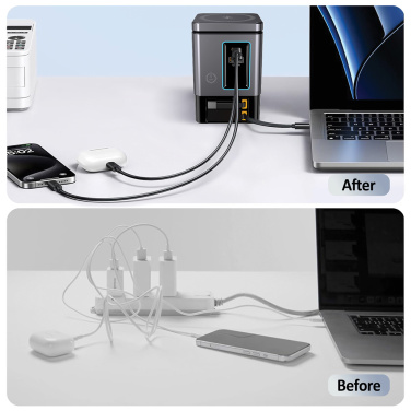 Logo trade promotional gifts picture of: Urban Vitamin Sacramento 105W GAN charger+retractable cables
