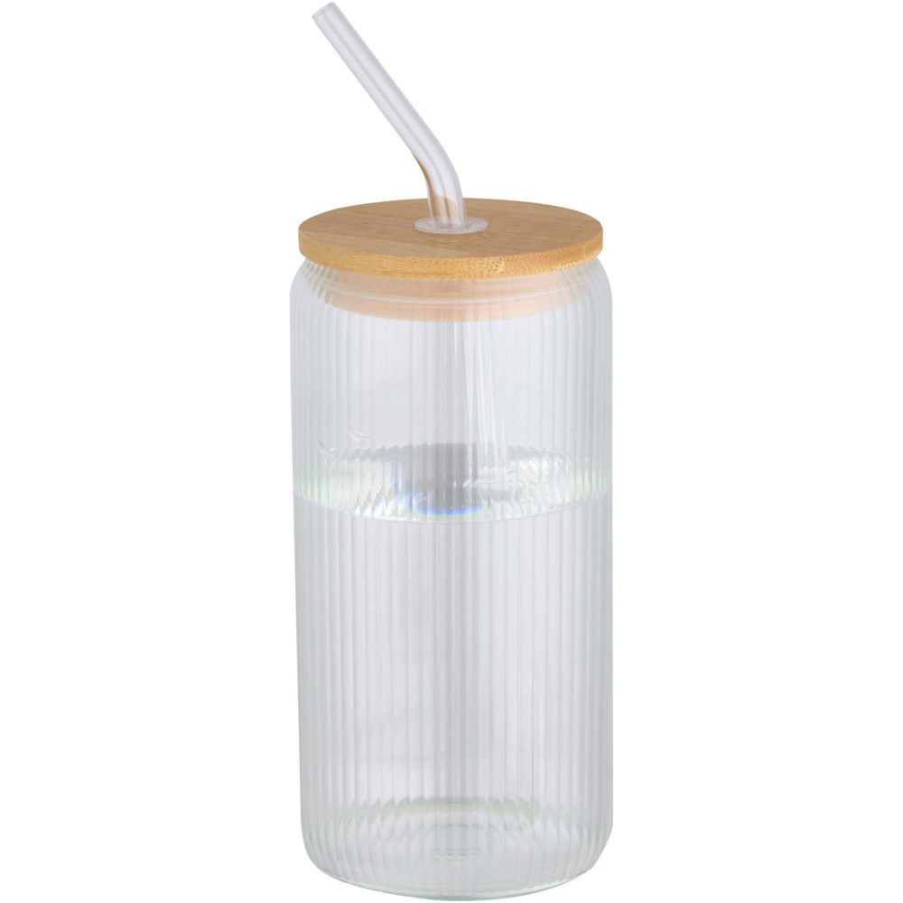 Logotrade promotional product image of: Mirage 500 ml single-walled borosilicate glass jar with bamboo lid