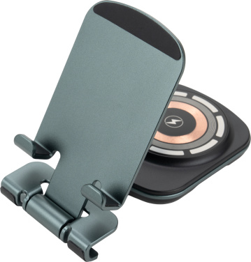 Logo trade promotional gift photo of: Phone holder with wireless charger