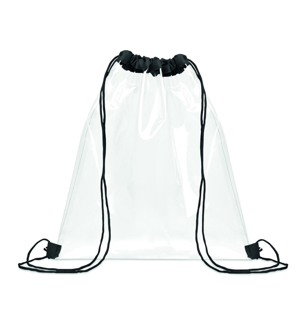Logo trade promotional gifts image of: Transparent drawstring bag
