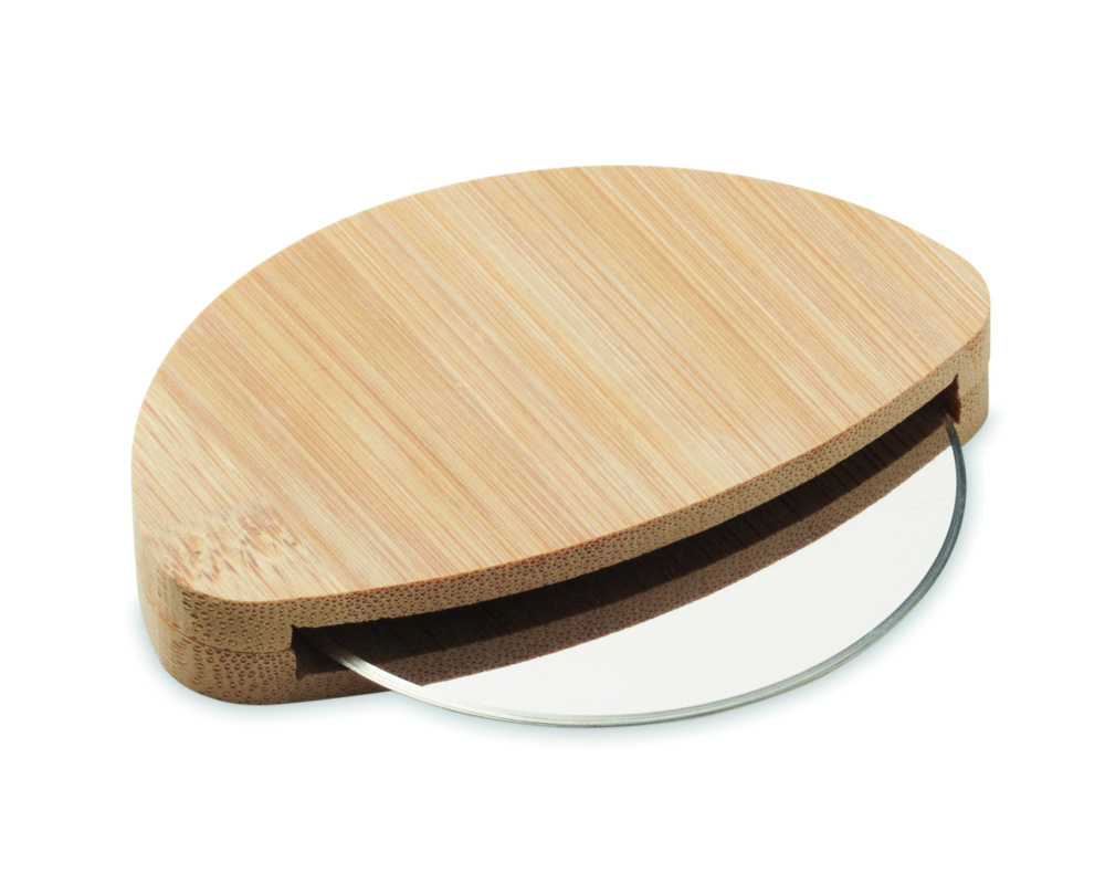 Logo trade promotional merchandise image of: Round bamboo pizza cutter