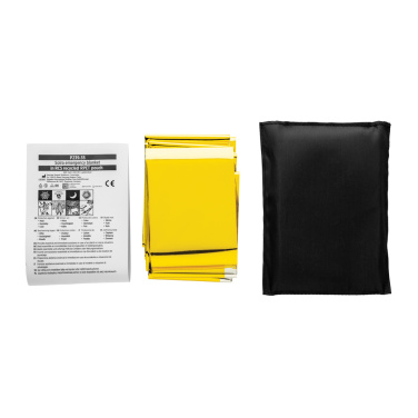 Logo trade promotional gifts picture of: Solra emergency blanket in RCS recycled RPET pouch