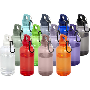 Logotrade promotional item picture of: Oregon 400 ml RCS certified recycled plastic water bottle with carabiner
