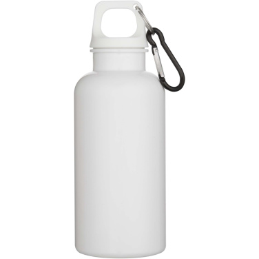 Logotrade promotional product picture of: Oregon 400 ml solid colour RCS recycled plastic water bottle with carabiner