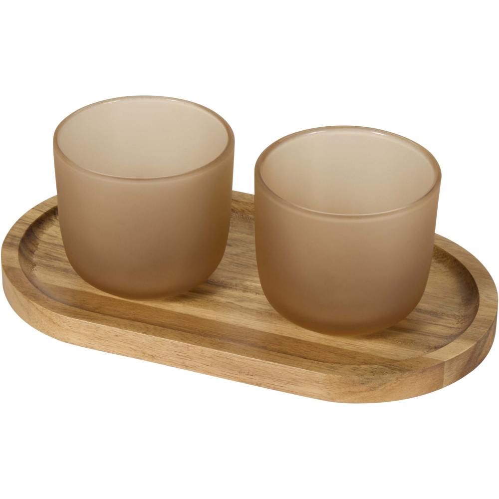 Logotrade promotional giveaway image of: Male wooden serving tray and glass cups set