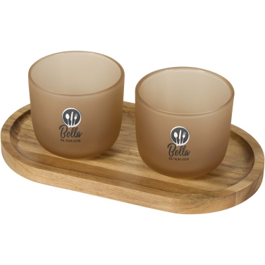 Logo trade promotional items image of: Male wooden serving tray and glass cups set