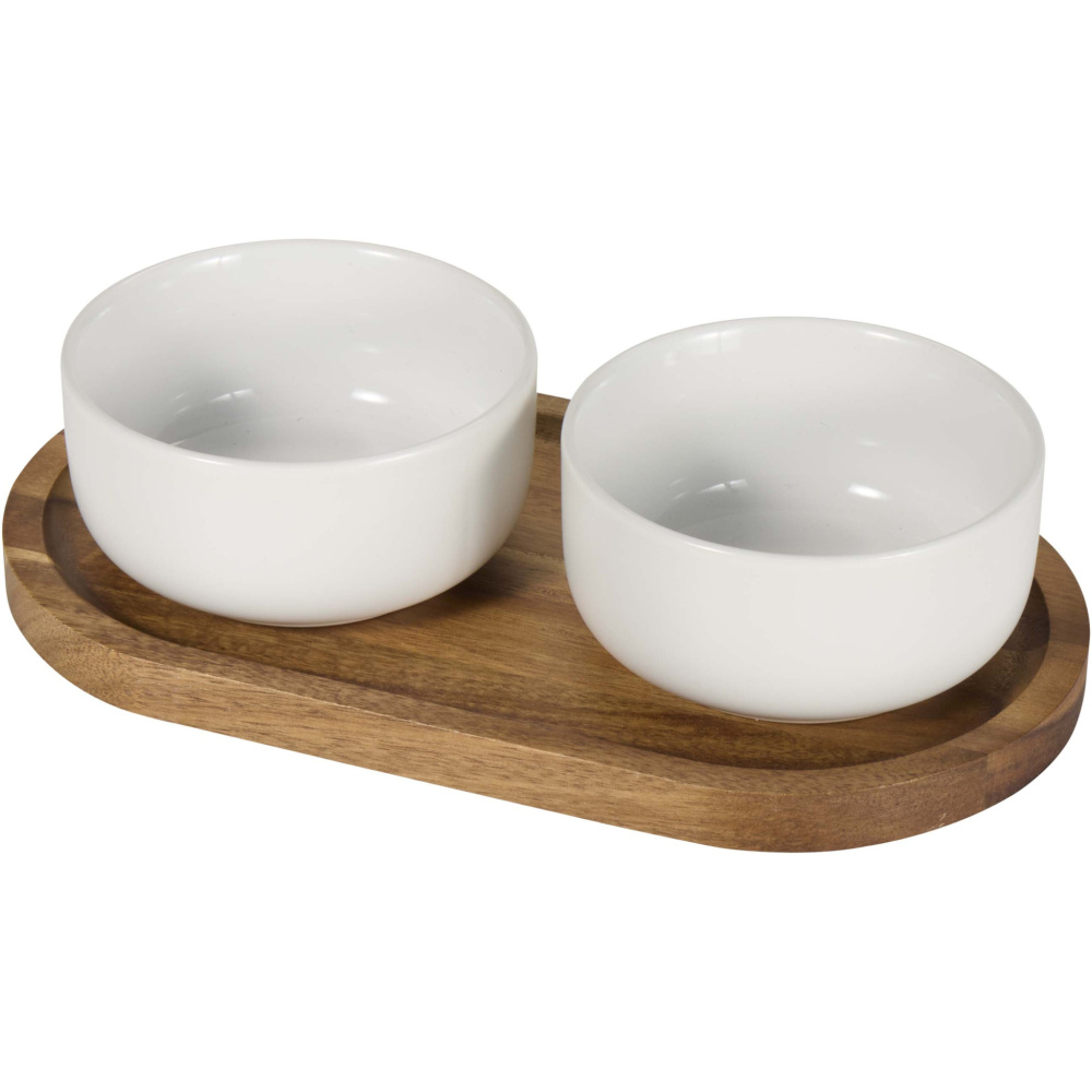 Logotrade promotional gifts photo of: Noa wooden tray and ceramic serving bowls set
