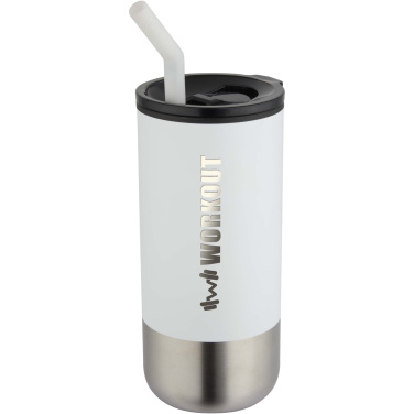 Logotrade promotional gift picture of: Grayson 480 ml RCS recycled insulated tumbler with straw