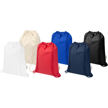 Logo trade promotional products image of: Peru Blend 180 g/m² GRS recycled drawstring bag 5L