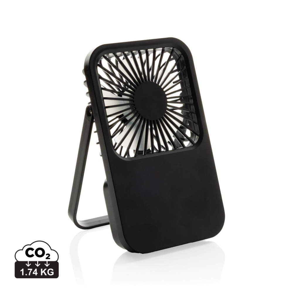 Logo trade business gifts image of: Aervina RCS recycled plastic re-chargeable desk fan