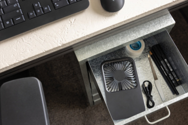 Logo trade advertising product photo of: Aervina RCS recycled plastic re-chargeable desk fan