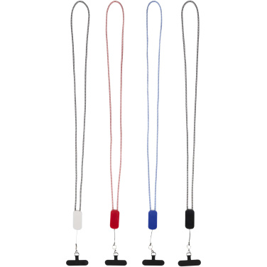 Logo trade promotional products image of: Anser recycled plastic smartphone lanyard with 27W 5-in-1 built-in cable
