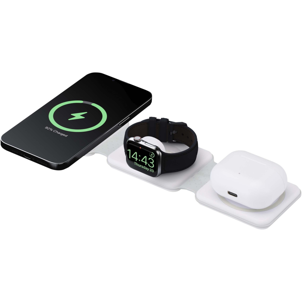 Logo trade corporate gift photo of: Armus 3-in-1 15W recycled plastic foldable wireless charger