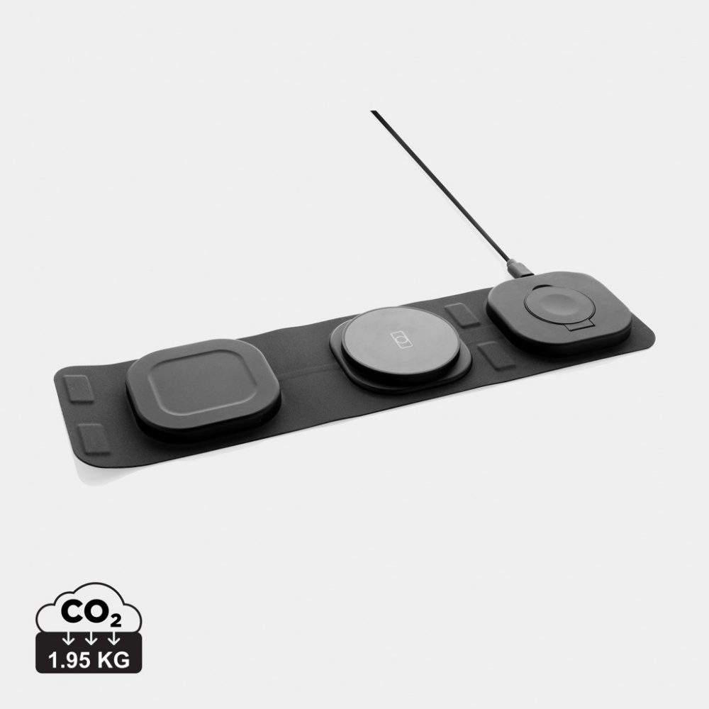 Logotrade ärikingitused pilt: Swiss Peak RCS rplastist kolm-ühes juhtmevaba 15W reisilaadija