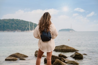 Logotrade firmakingi foto: Impact AWARE™ taaskasutatud teksariidest pingutusnööriga seljakott