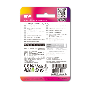 Logotrade meened pilt: Pendrive USB/tüüp - C Silicon Power Mobile C31 3.0 OTG