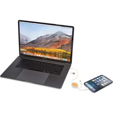 Logo trade reklaamkingituse pilt: Chechia viis-ühes taaskasutatud plastist kiirlaadimiskaabel bambusdetailidega