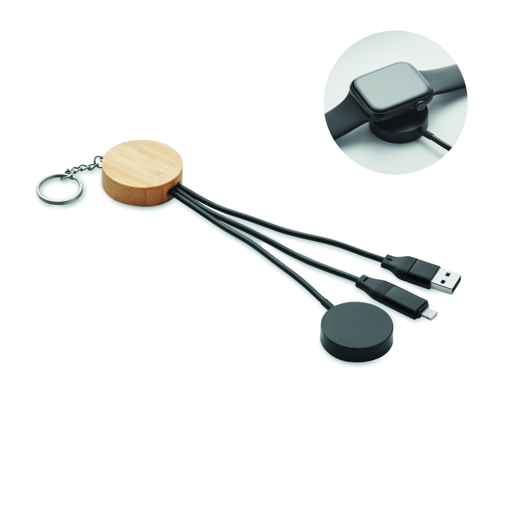 Logo trade reklaamtoote pilt: BULE võtmehoidjaga 4in1 60 W kaabliga