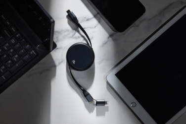 Logo trade reklaamkingituse pilt: Terra RCS alumiiniumist sissetõmmatav 240W 2-in-1 kaabel