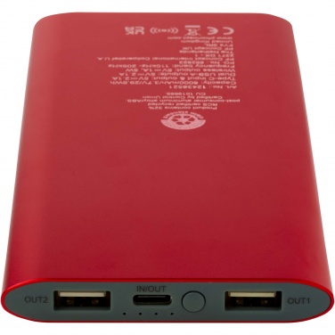 Logotrade liikelahja tuotekuva: Juice 8 000 mAh:n Type-C-varavirtalähde kierrätetystä alumiinista