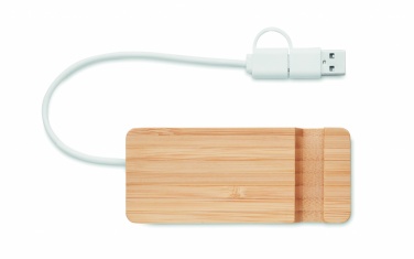 Logo trade liikelahja mainoslahja tuotekuva: 4 portin USB-keskitin bambua