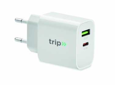 Logo trade liikelahja mainoslahja tuotekuva: USB-laturi EU-pistokeella