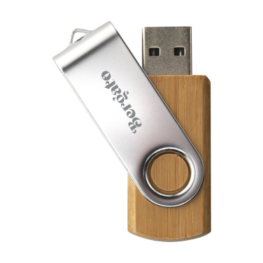 Logo trade mainoslahja ja liikelahja tuotekuva: USB Twist Bamboo 8GB