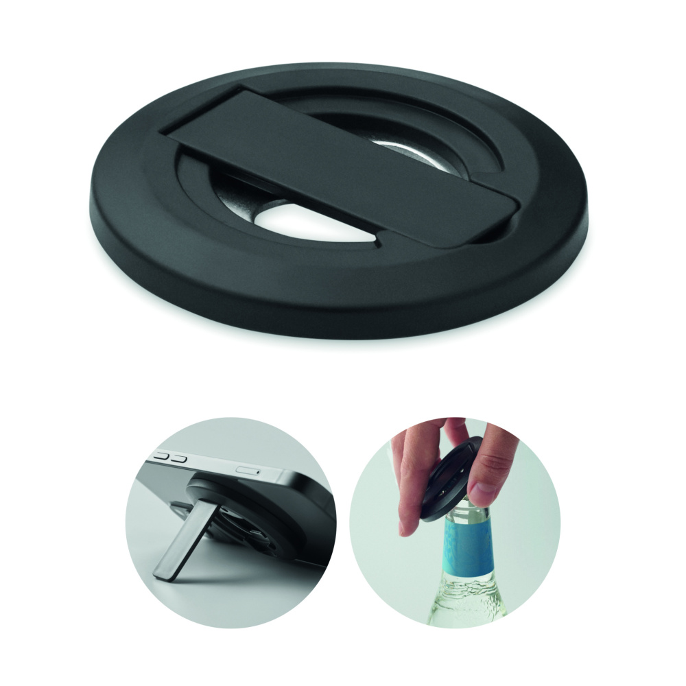 Logotrade mainoslahja tuotekuva: Puhelinpidike ja pullonavaaja