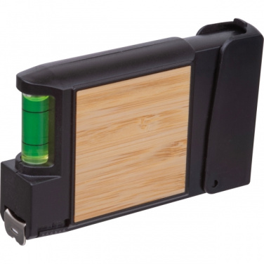 Logo trade mainoslahja ja liikelahja tuotekuva: 3 metrin mittanauha ja vatupassi HALIFAX